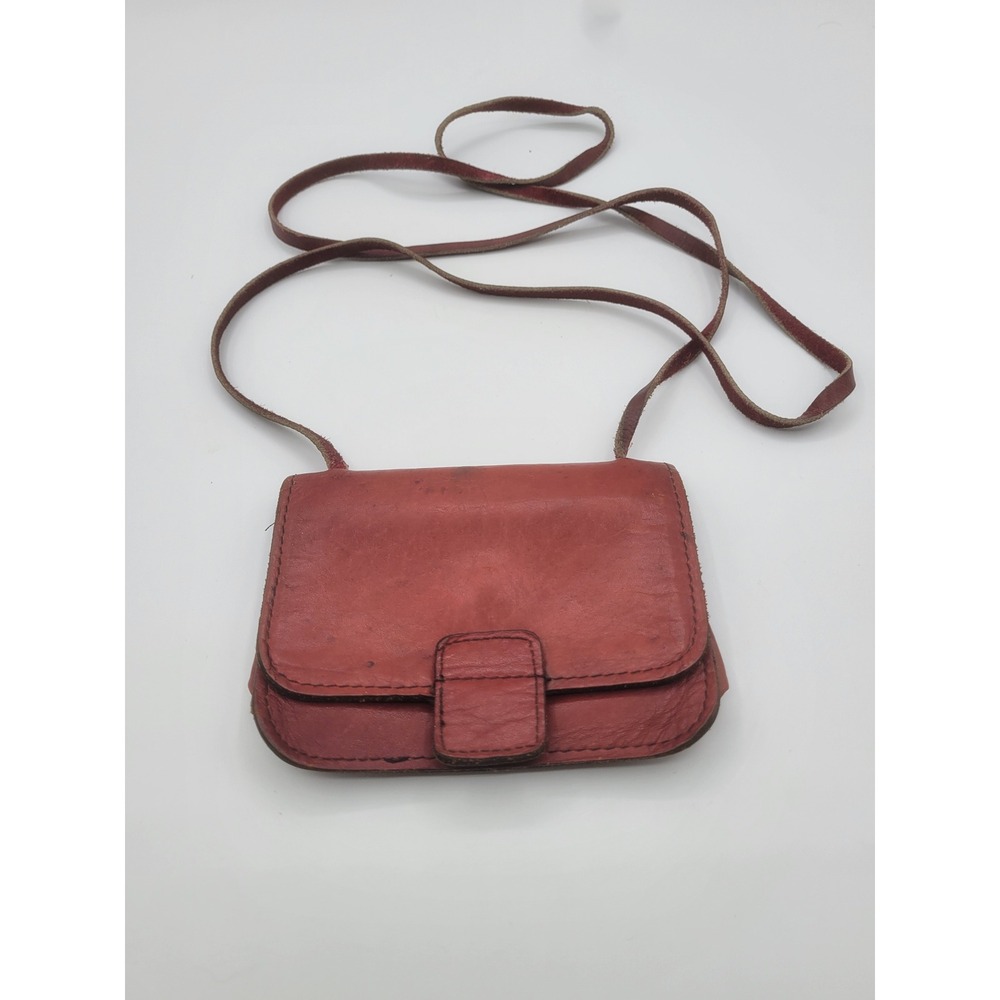 Vintage Sandalwood‎ Cowhide Brasil Red Leather Mini Crossbody Bag Small Pouch